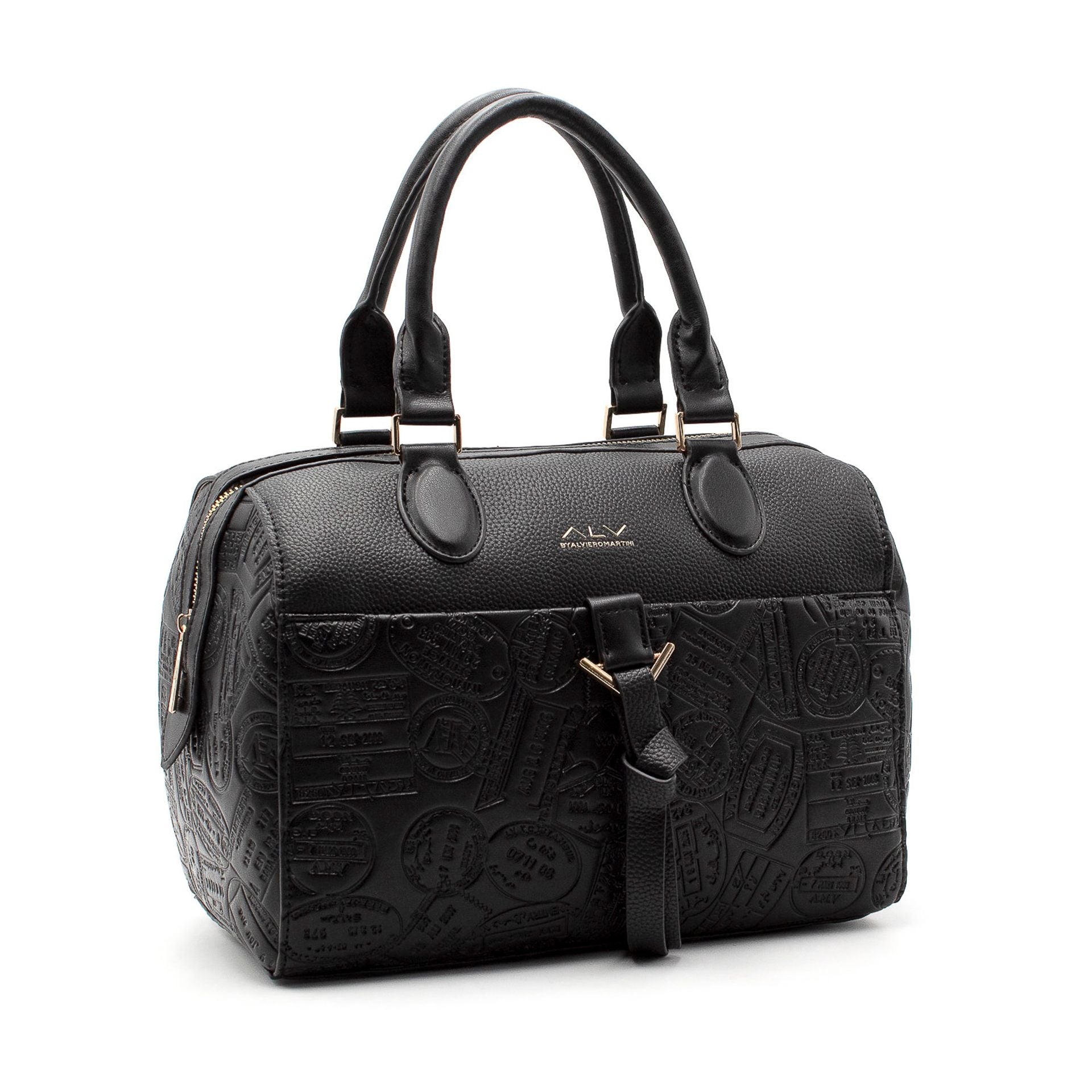 Bolso de mano negro ALV by Alviero Martini con relieve y logotipo visible