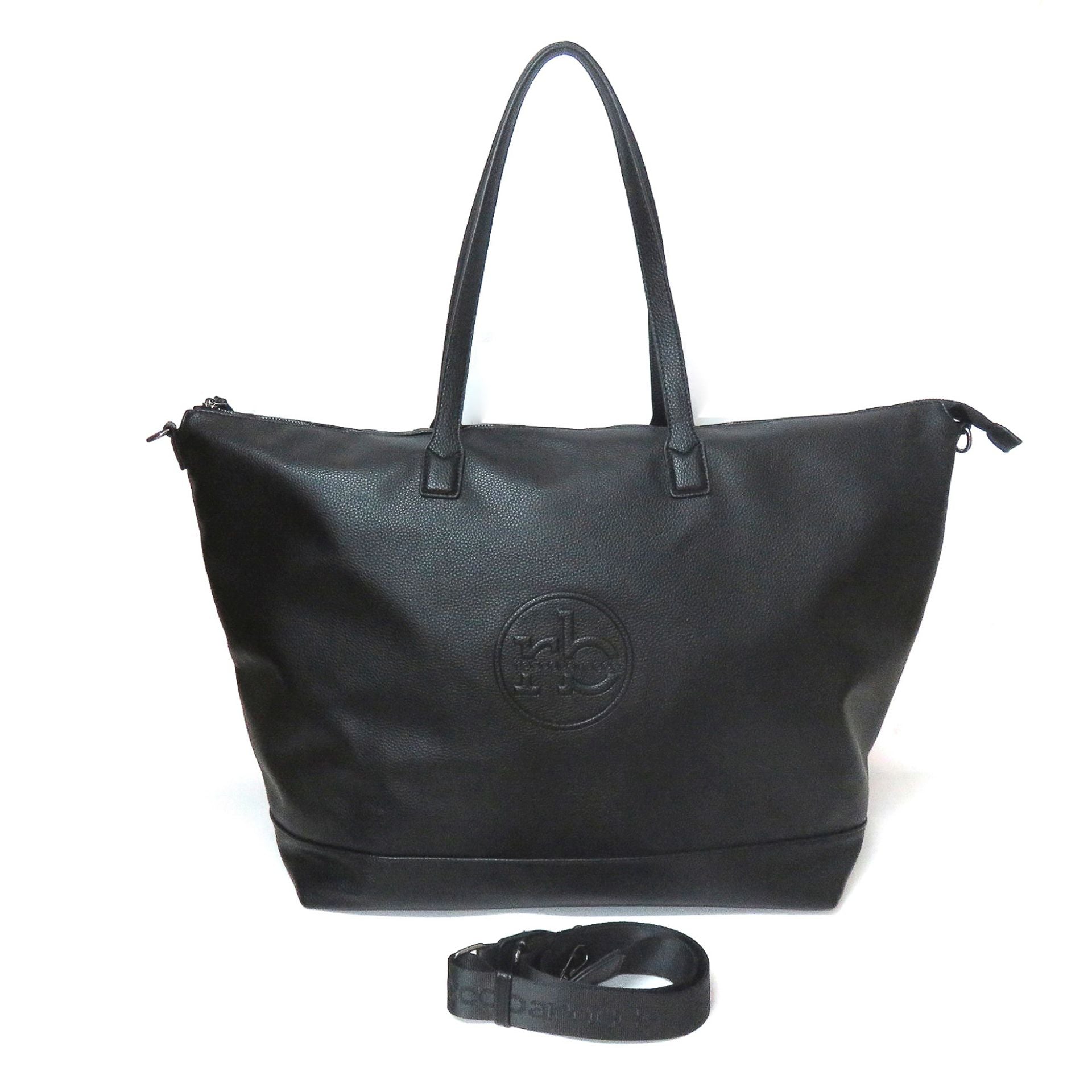 Bolso shopping Roccobarocco negro con asas dobles y logotipo en relieve