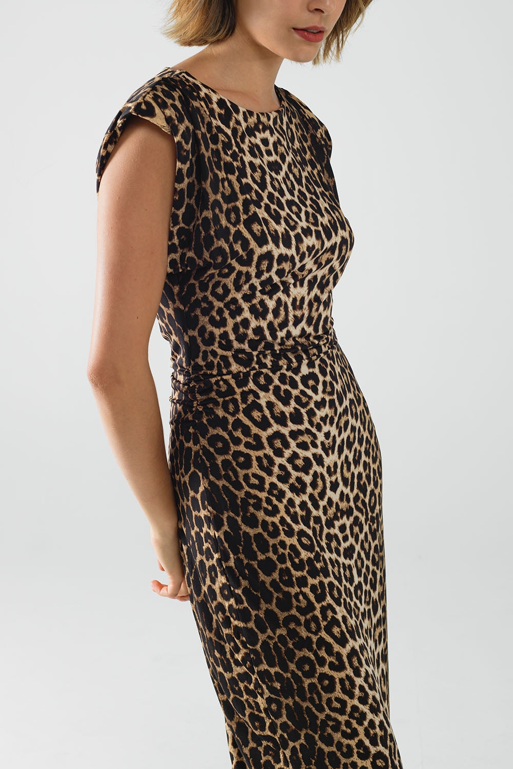 Vestido sin mangas de Spandex con estampado de leopardo