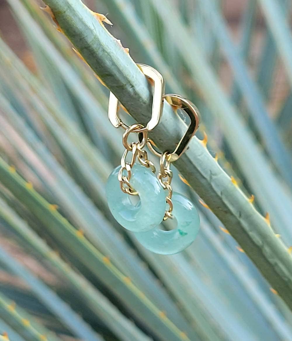 Pendientes Paloma dorados con anillo de jade