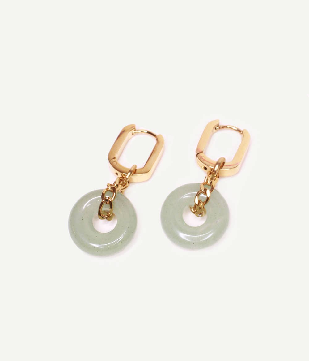 Pendientes Paloma dorados con anillo de jade