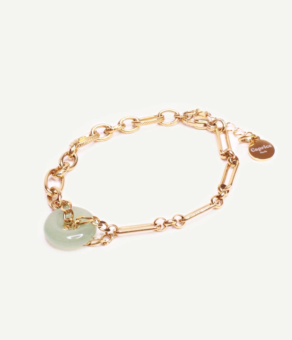 Pulsera Paloma dorada con anillo de jade