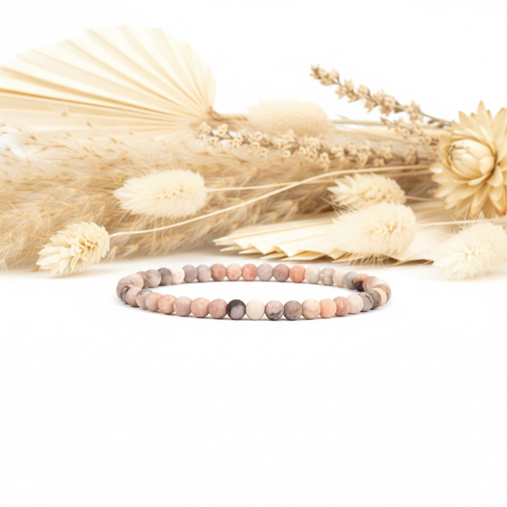 Pulsera Piedra Jaspe Cebra Rosa - Armonía Interior
