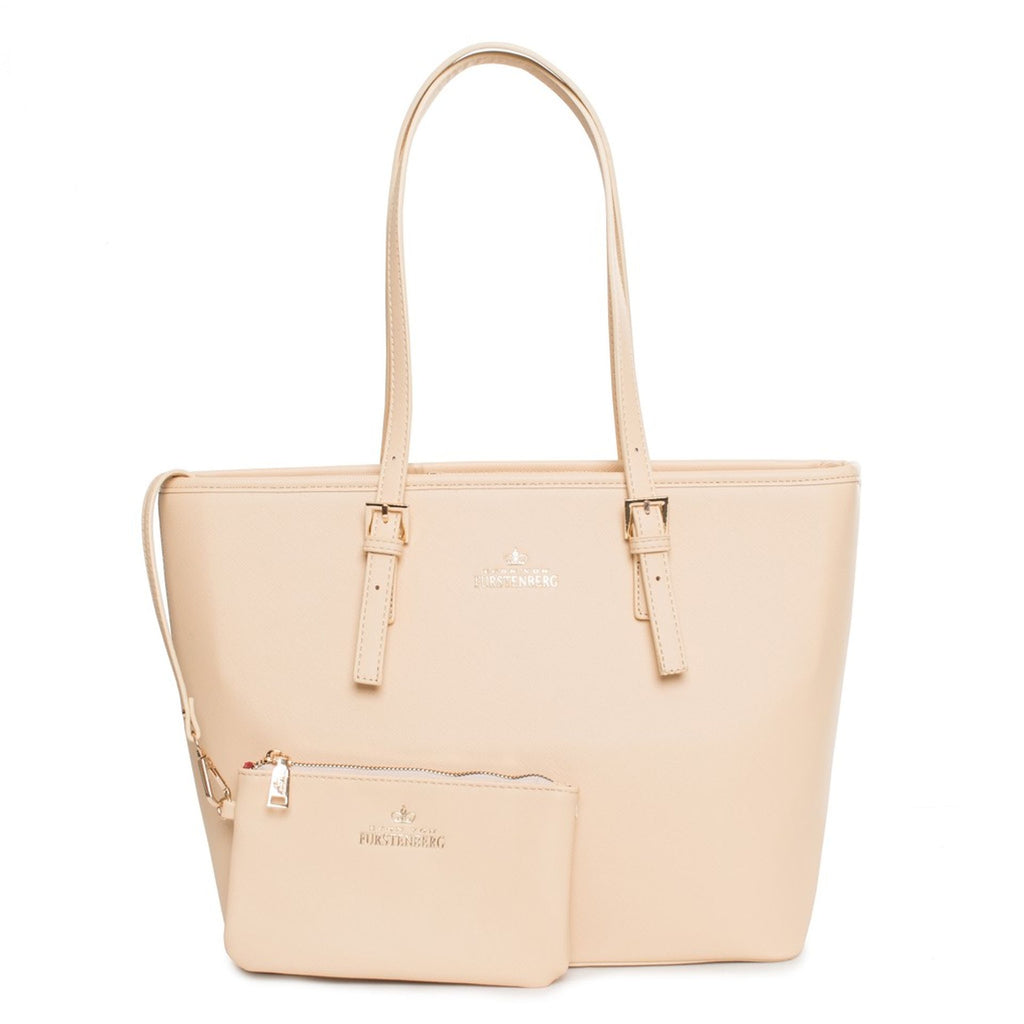 Bolso shopper con clutch a juego Egon Von Fürstenberg – Beige claro elegante