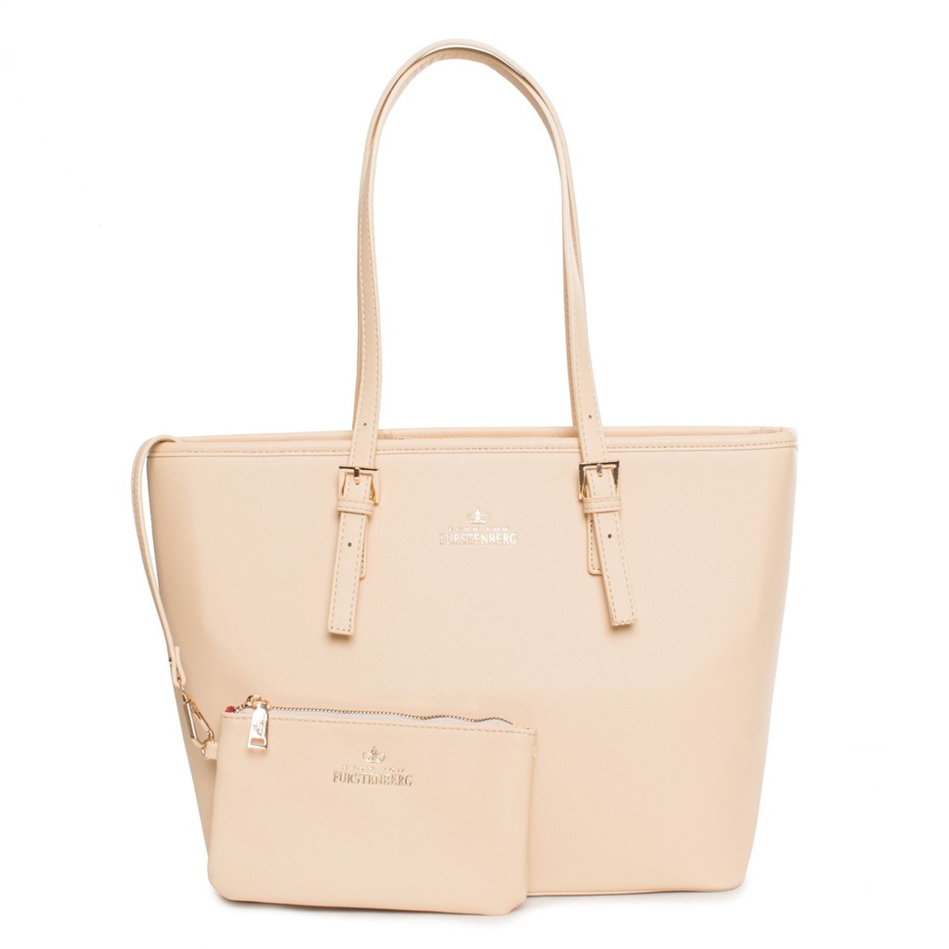 Bolso shopper con clutch a juego Egon Von Fürstenberg – Beige claro elegante