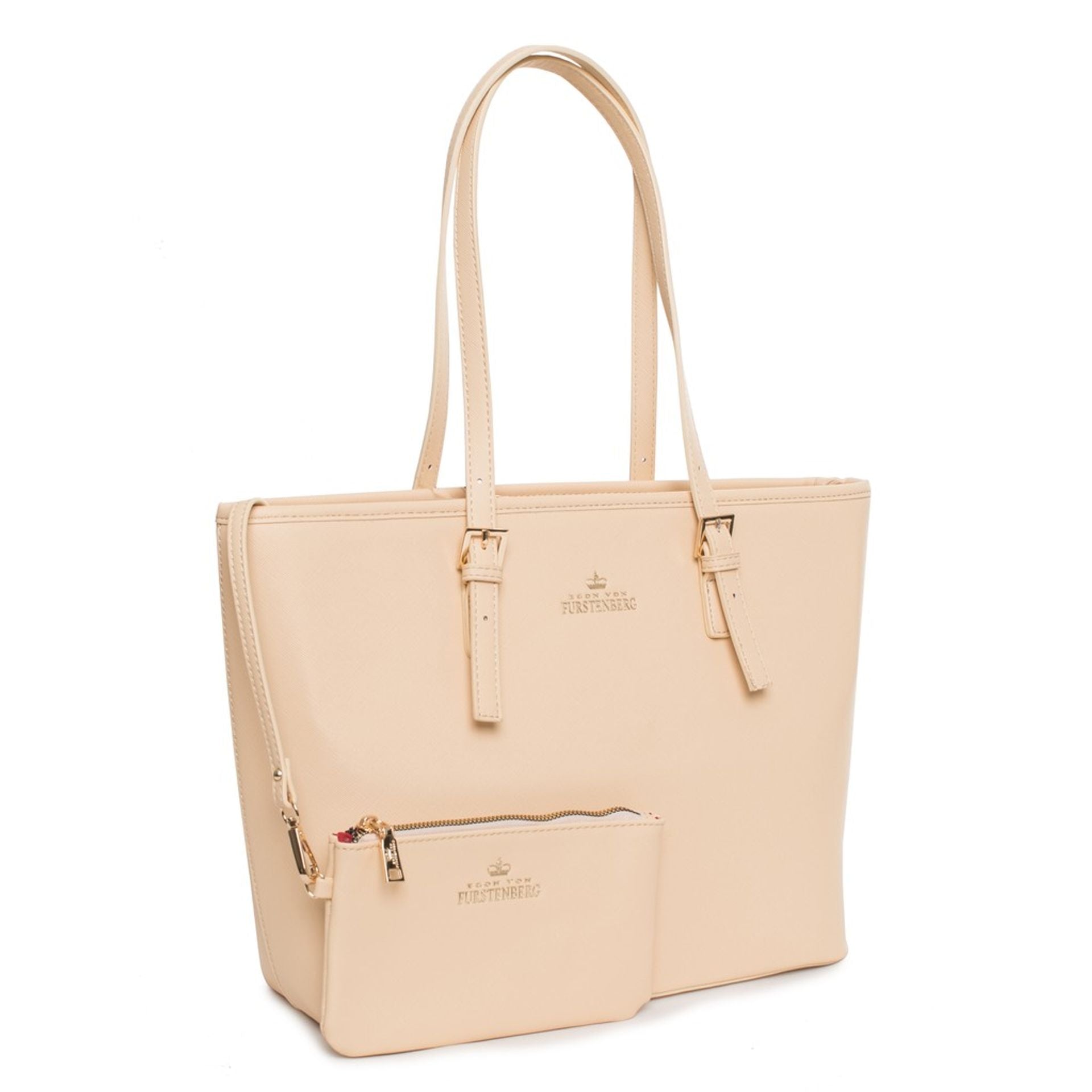 Bolso shopper con clutch a juego Egon Von Fürstenberg – Beige claro elegante