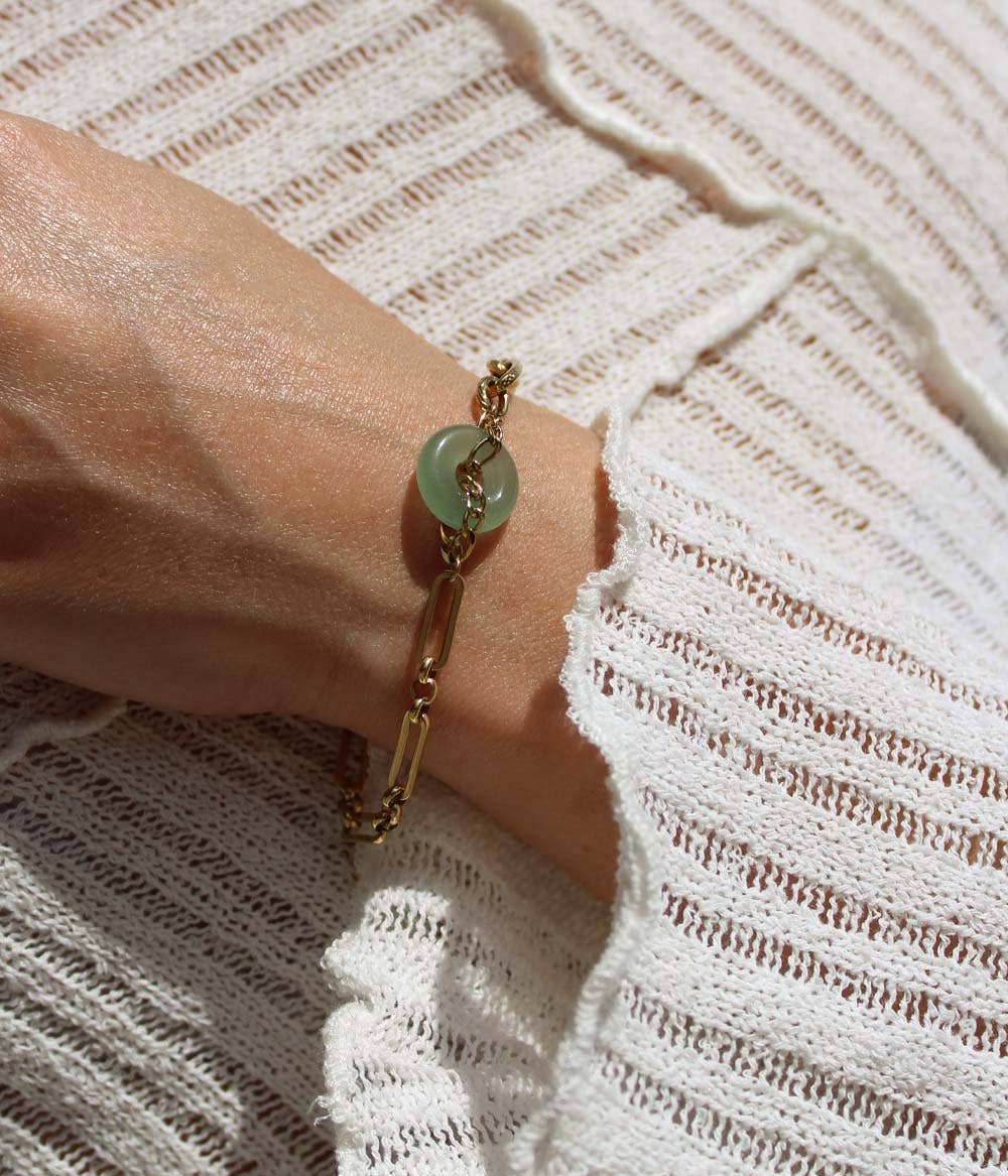 Pulsera Paloma dorada con anillo de jade