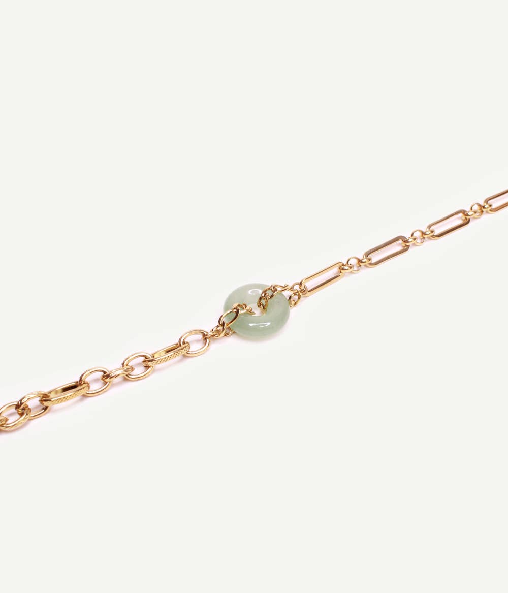 Pulsera Paloma dorada con anillo de jade