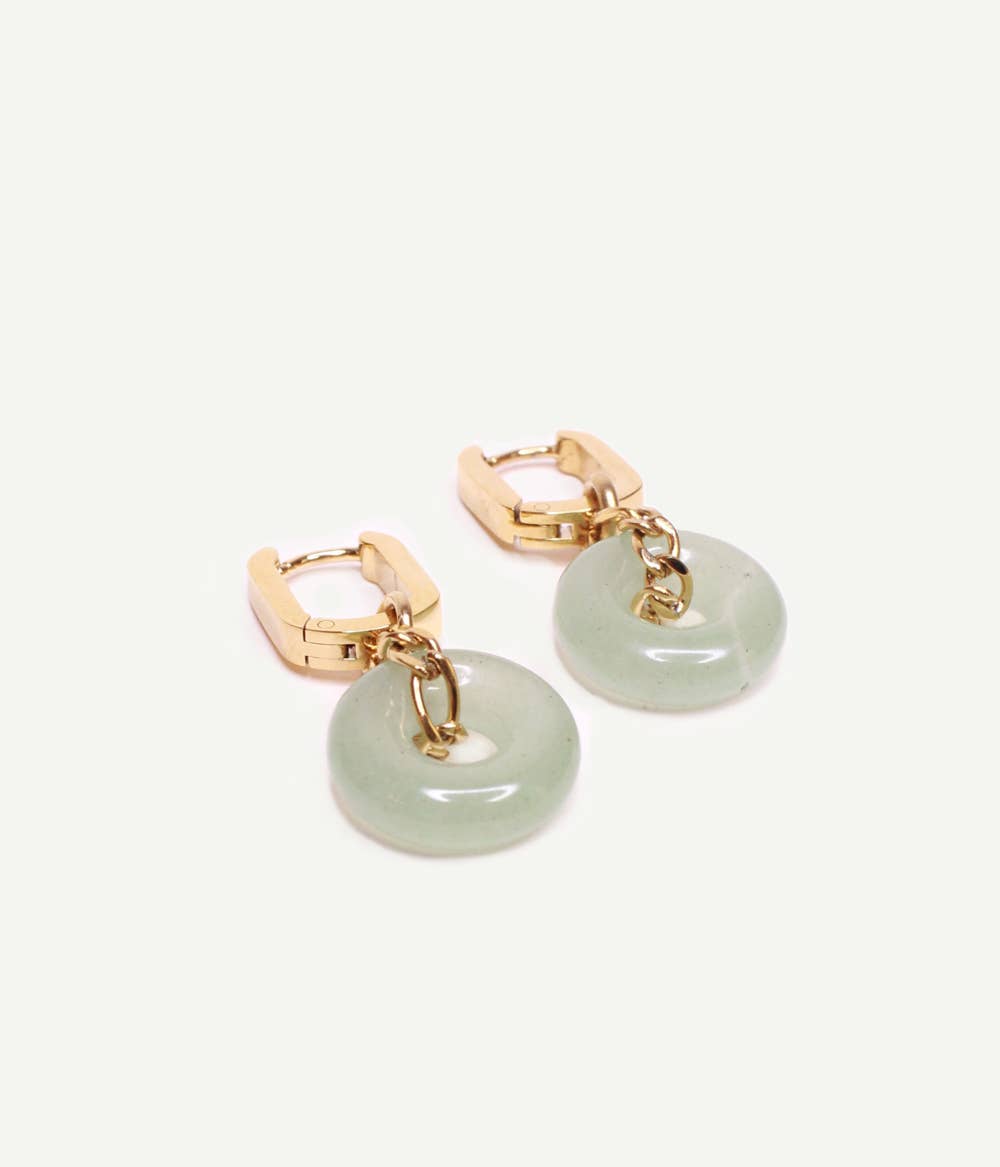 Pendientes Paloma dorados con anillo de jade