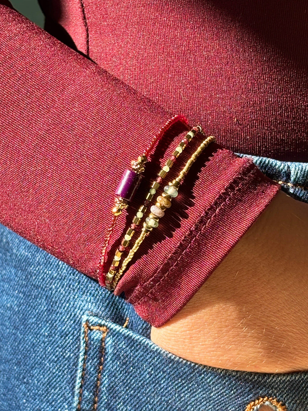 Pulsera Mia dorada con cuentas de ágata
