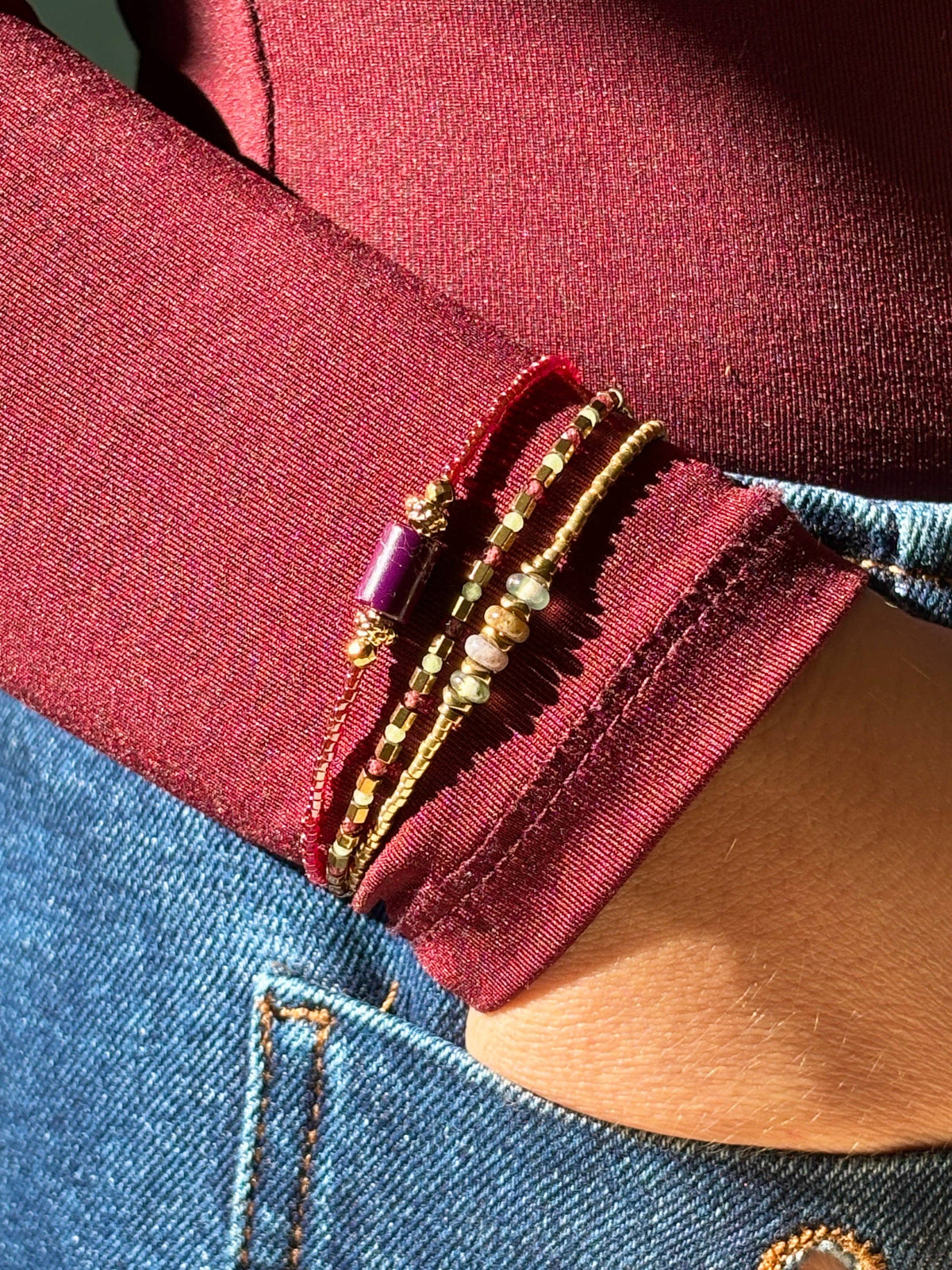 Pulsera Mia dorada con cuentas de ágata