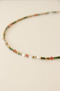 Collar Aimée de piedras naturales verdes y rosas