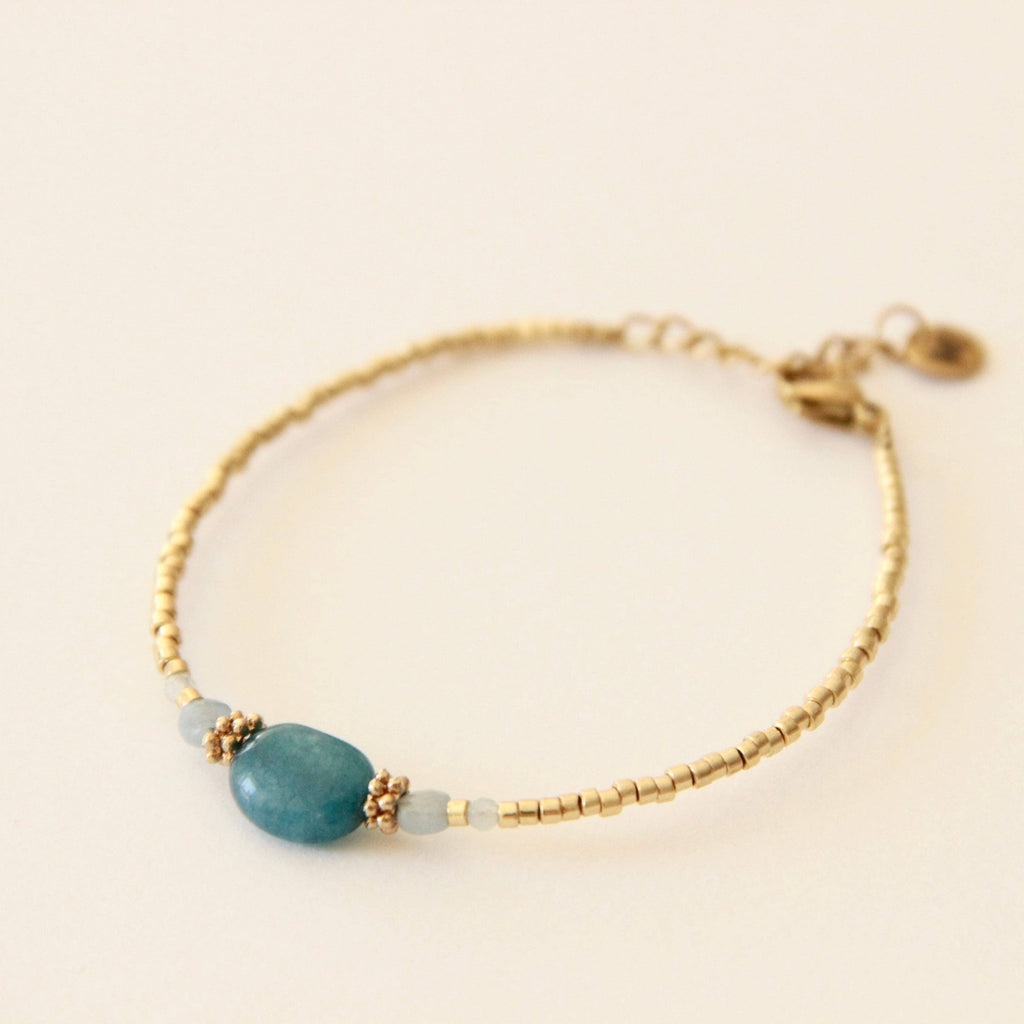 Pulsera Cécile de aguamarina y jade africano