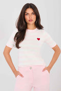 Sueter de rayas rosa pastel y blanco