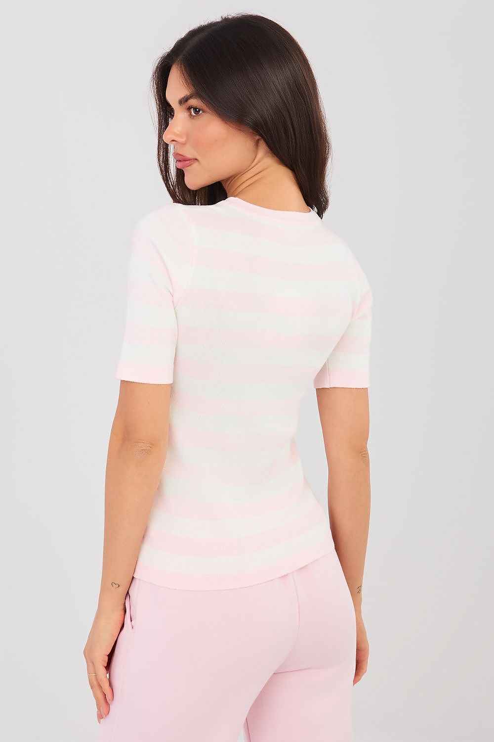 Sueter de rayas rosa pastel y blanco