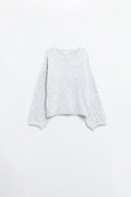 Acogedor jersey de manga globo en gris claro