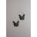 Pendientes de aro David Aubrey con cuentas de ágata negra y cristal checo Picasso. Baño de oro 18k. Exclusivo Ivoluxt