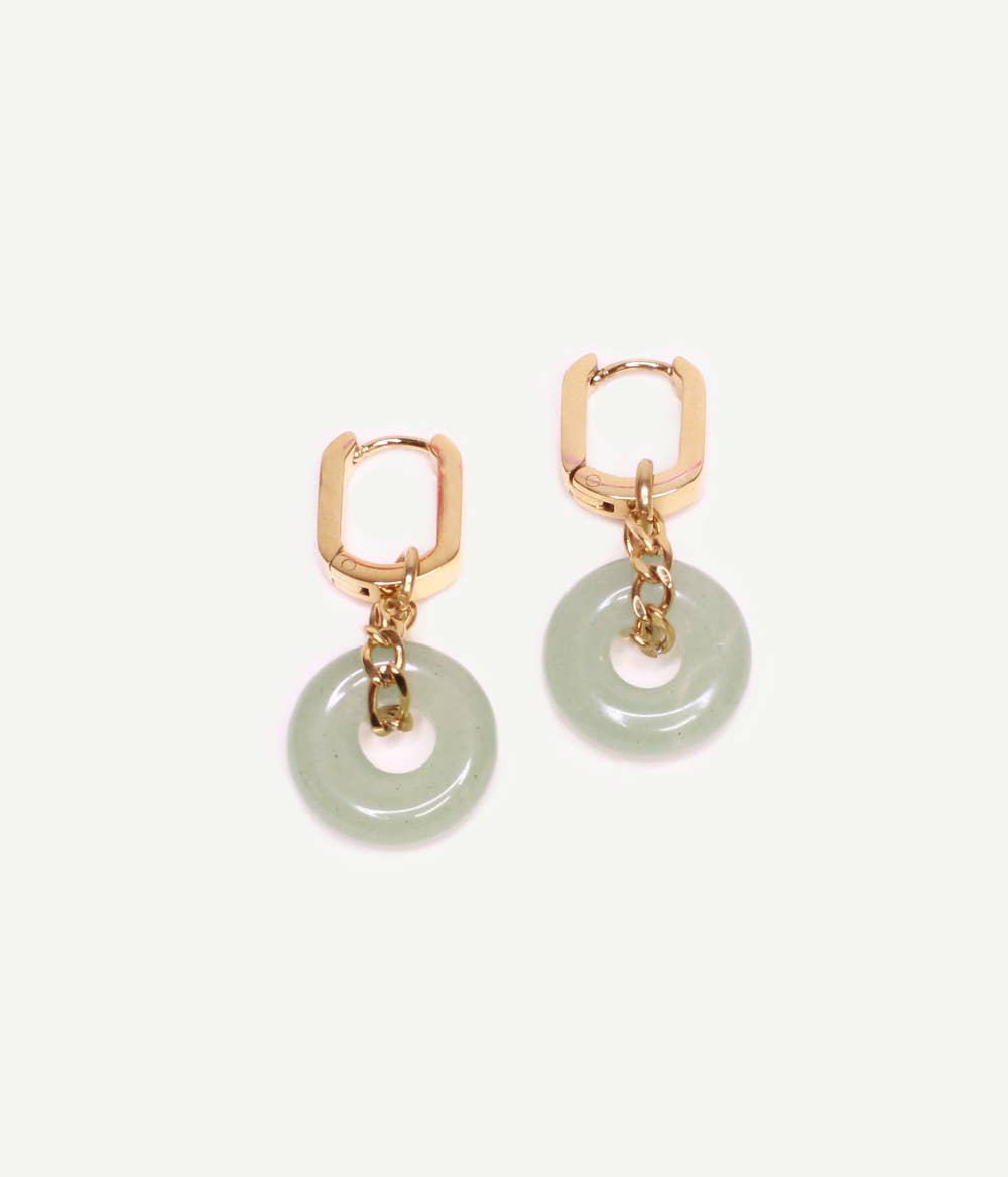 Pendientes Paloma dorados con anillo de jade