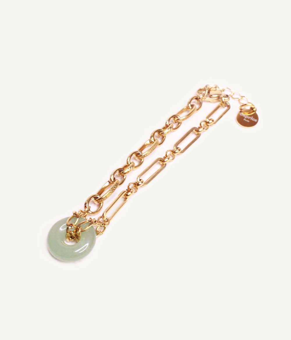 Pulsera Paloma dorada con anillo de jade