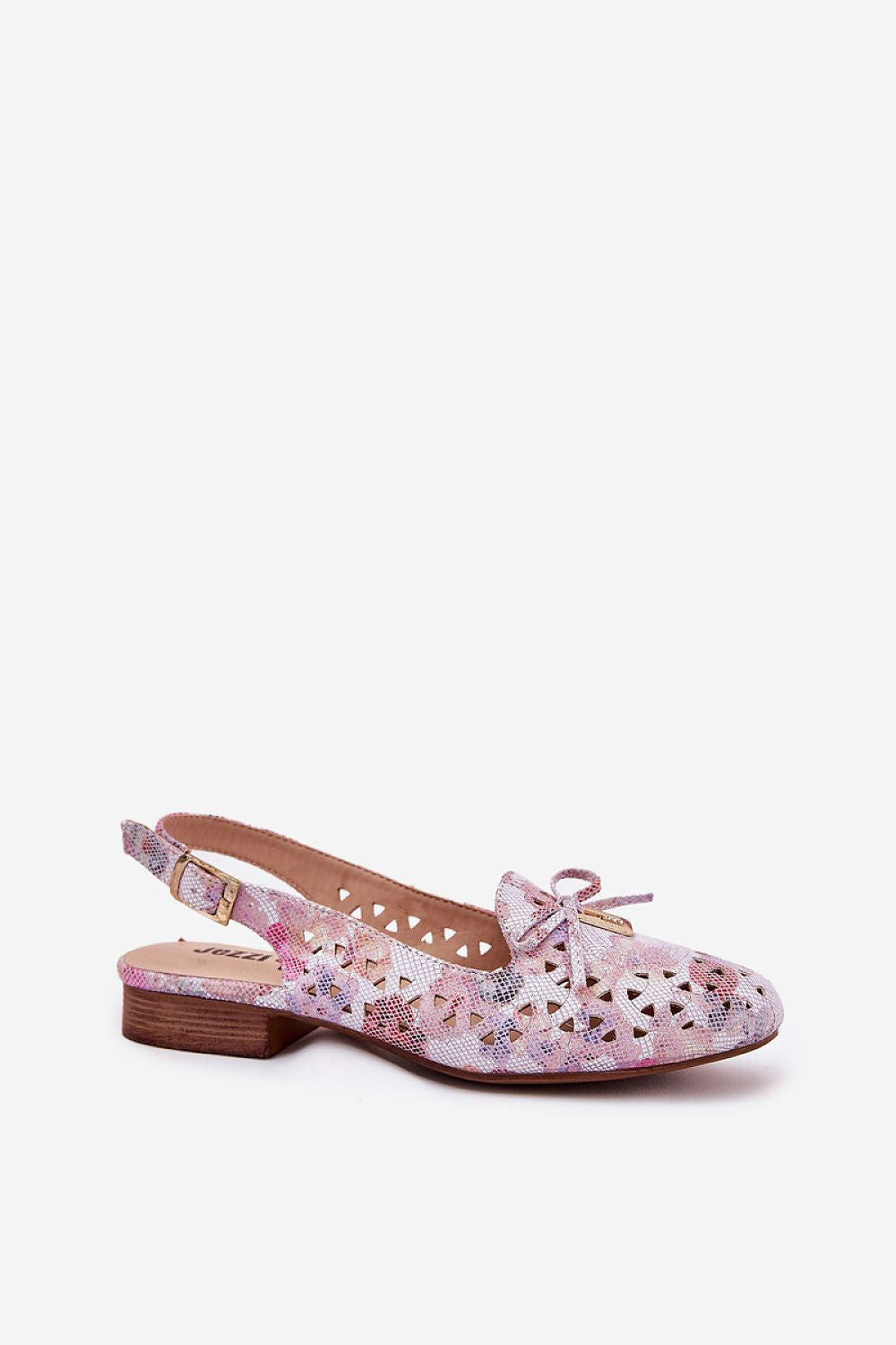 Bailarinas planas troqueladas multicolor con lazo y detalle metálico