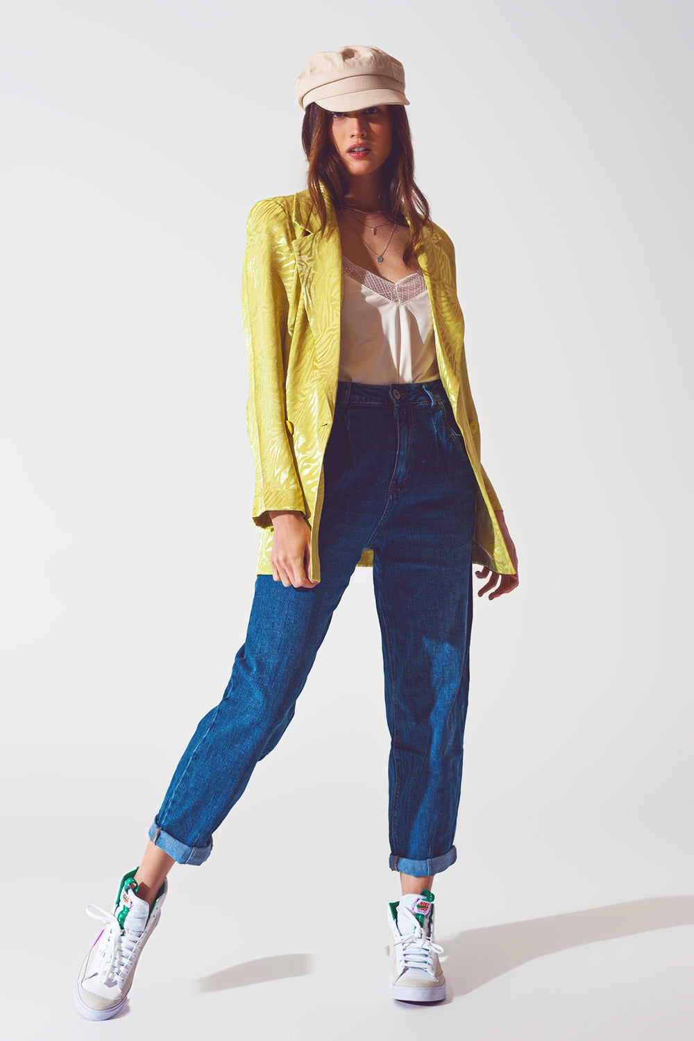 Blazer de estampado de cebra oversize en verde