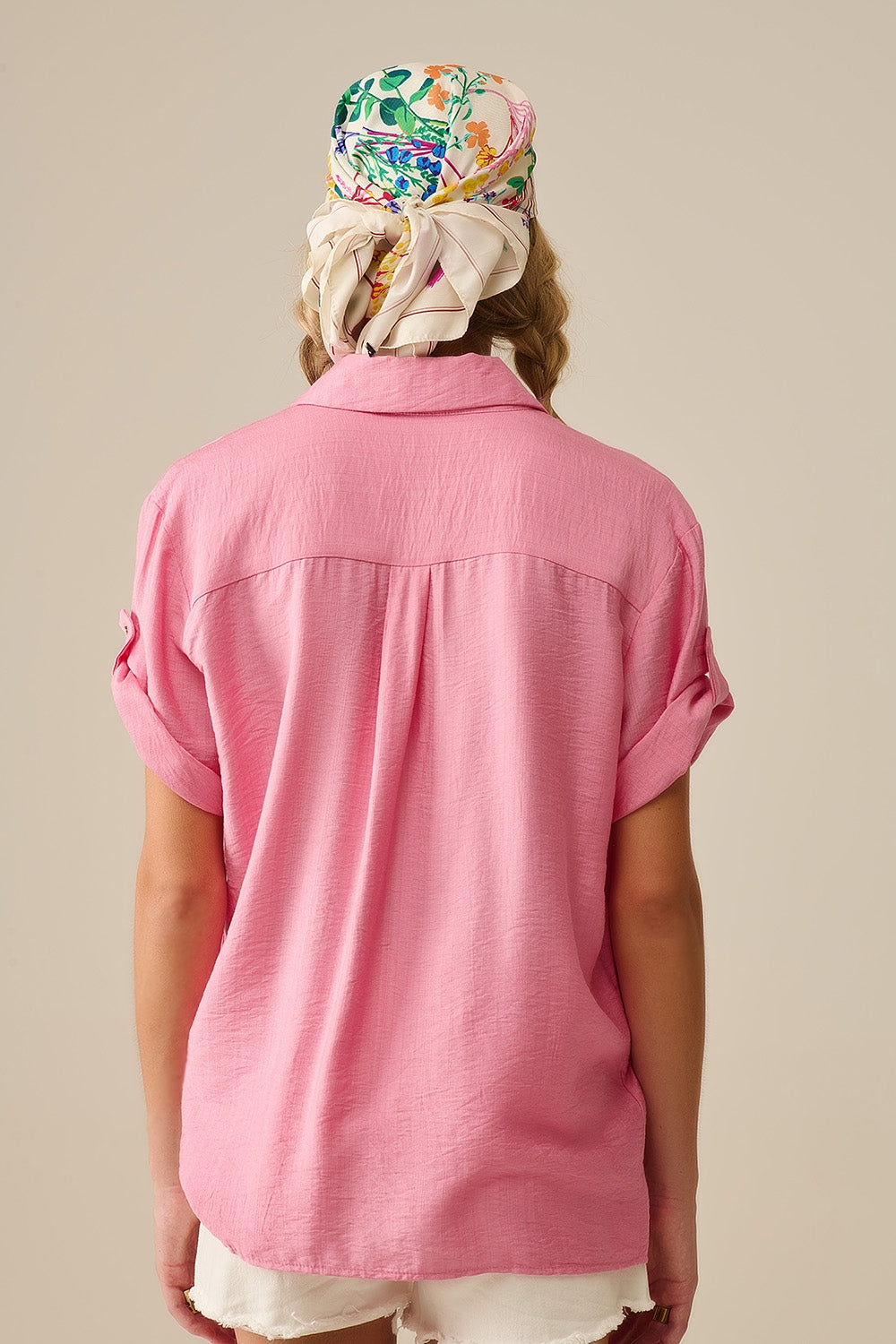 Blusa de manga corta en rosa claro