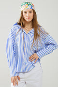 Blusa holgada de rayas en azul claro