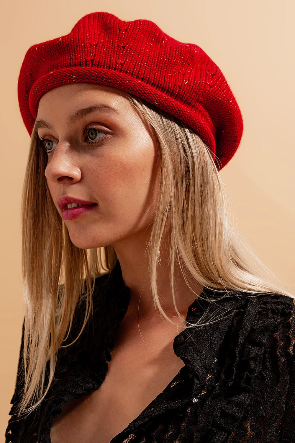 Boina mujer de lana en rojo