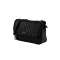 Bolso bandolera CULT negro con solapa efecto trenzado frontal.