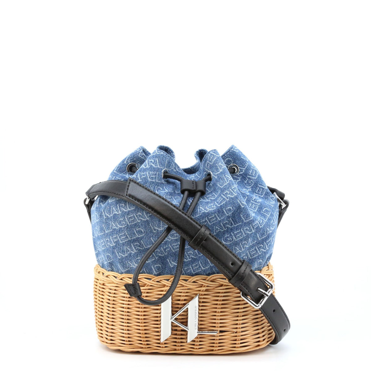 Bolso tipo cesta Karl Lagerfeld denim azul con logo frontal