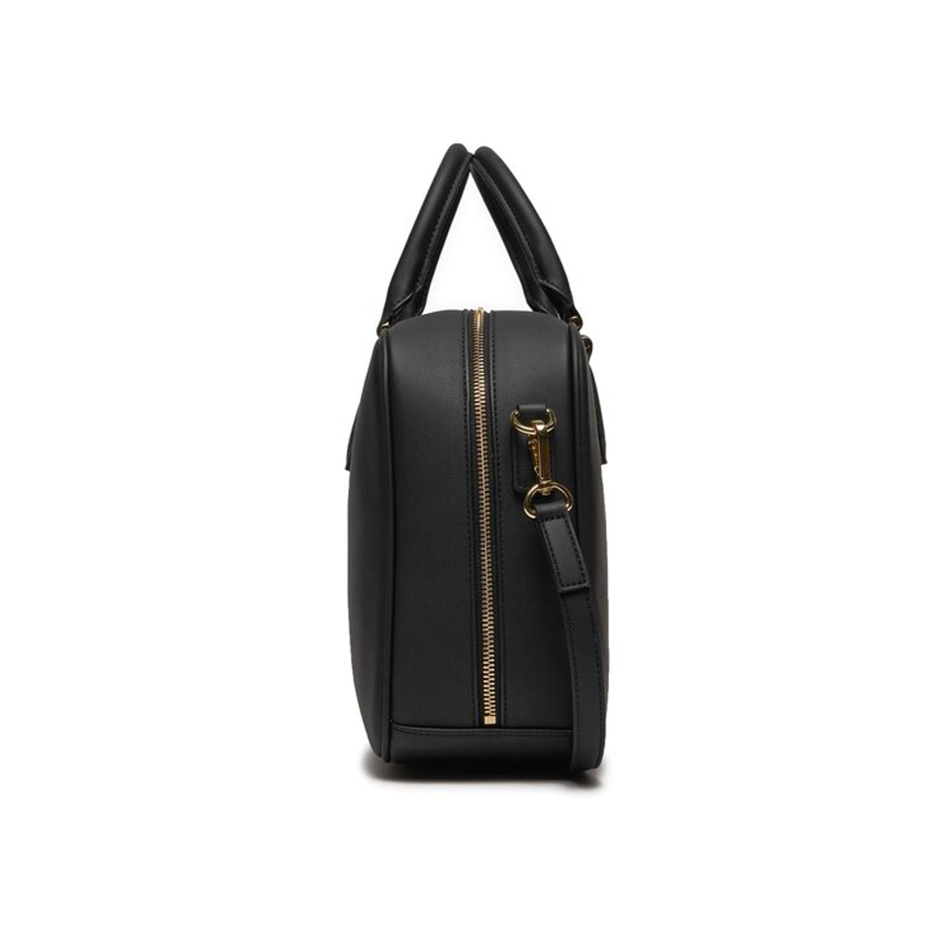 Bolso Love Moschino negro con cremallera lateral y acabado en dorado