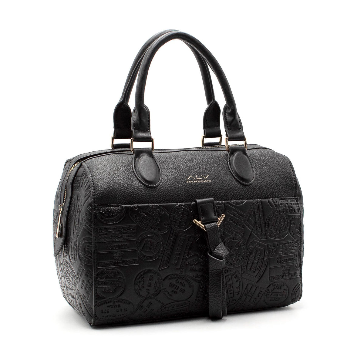Bolso de mano negro ALV by Alviero Martini con relieve y logotipo visible