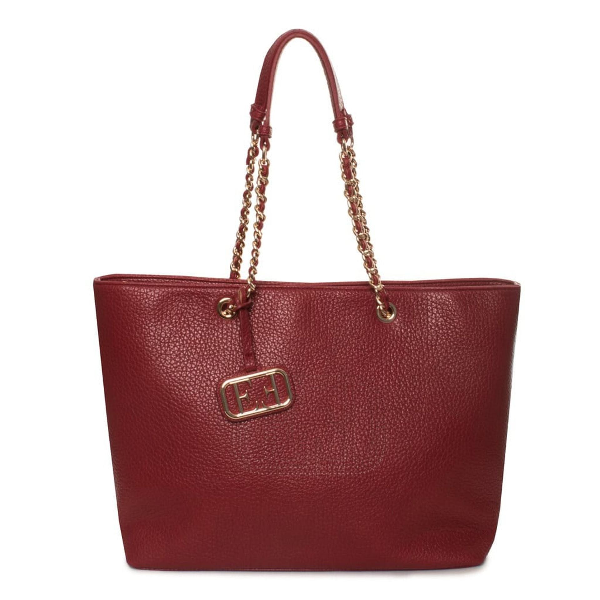 Bolso shopper rojo con asas de cadena doradas vista frontal