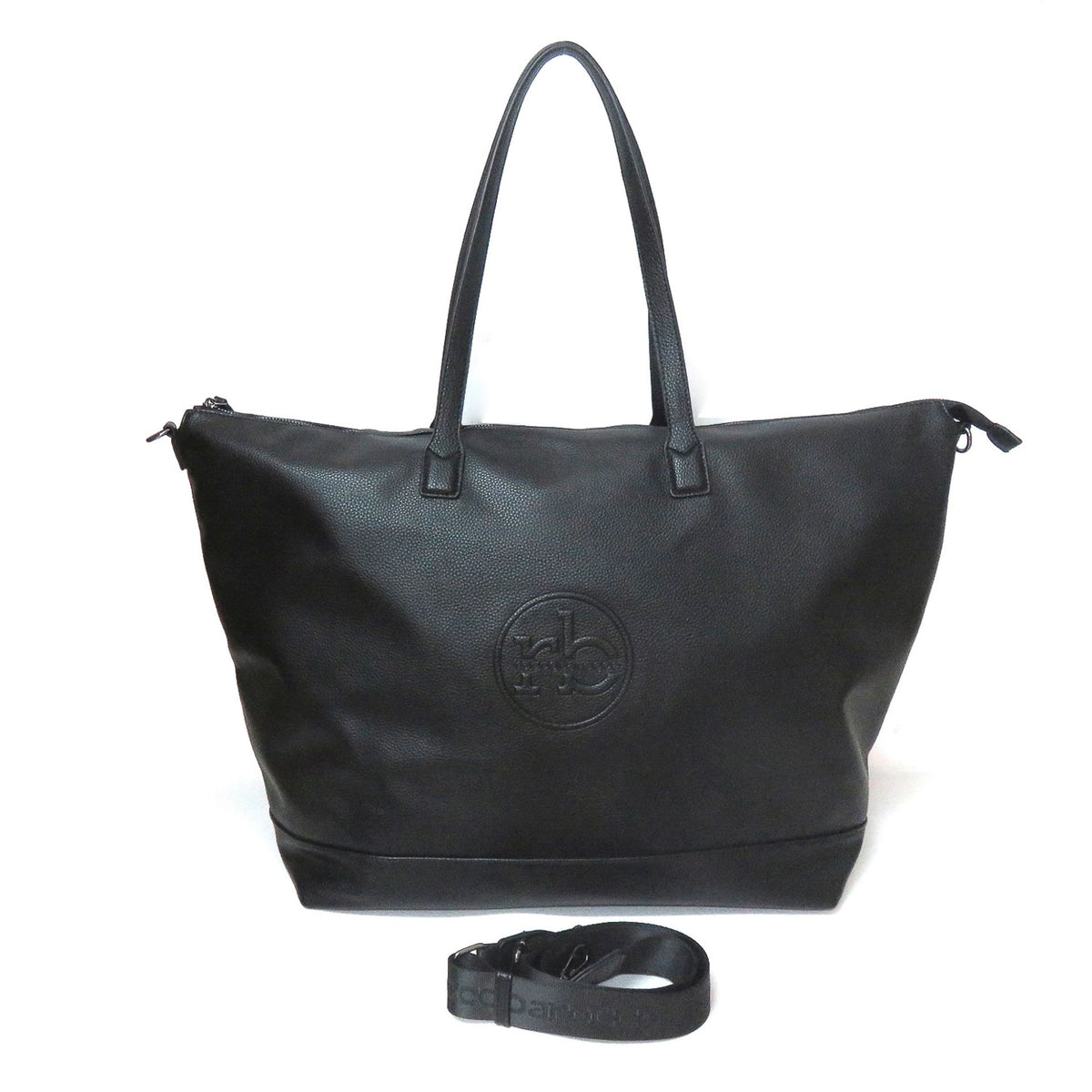 Bolso shopping Roccobarocco negro con asas dobles y logotipo en relieve