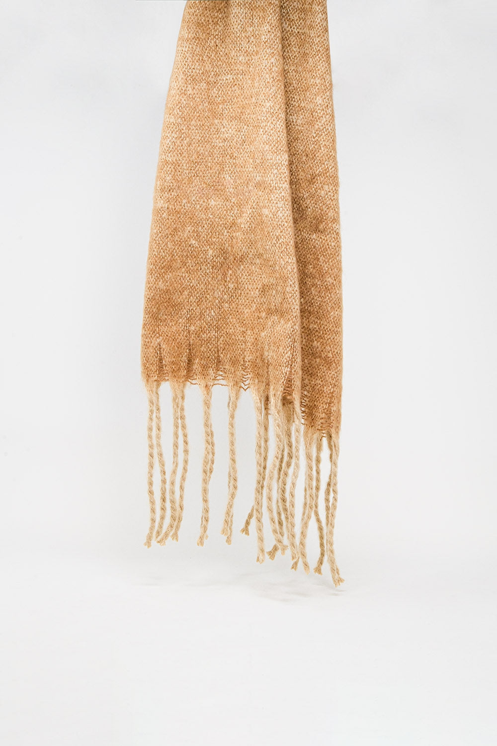 Bufanda de rayas con flecos en beige