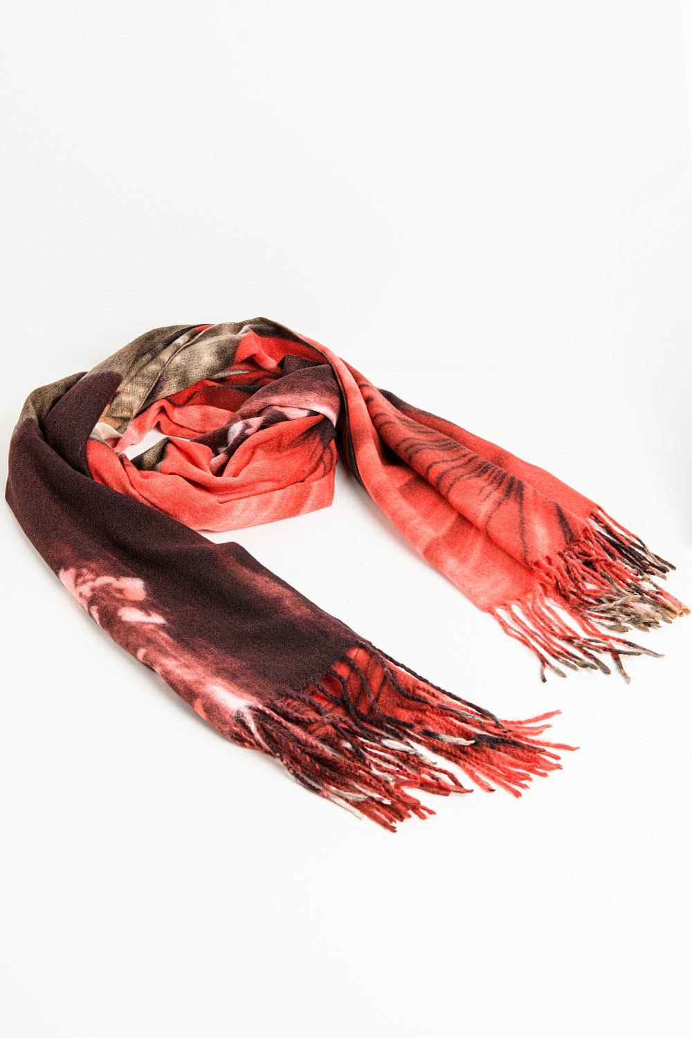 Bufanda estampada flores roja