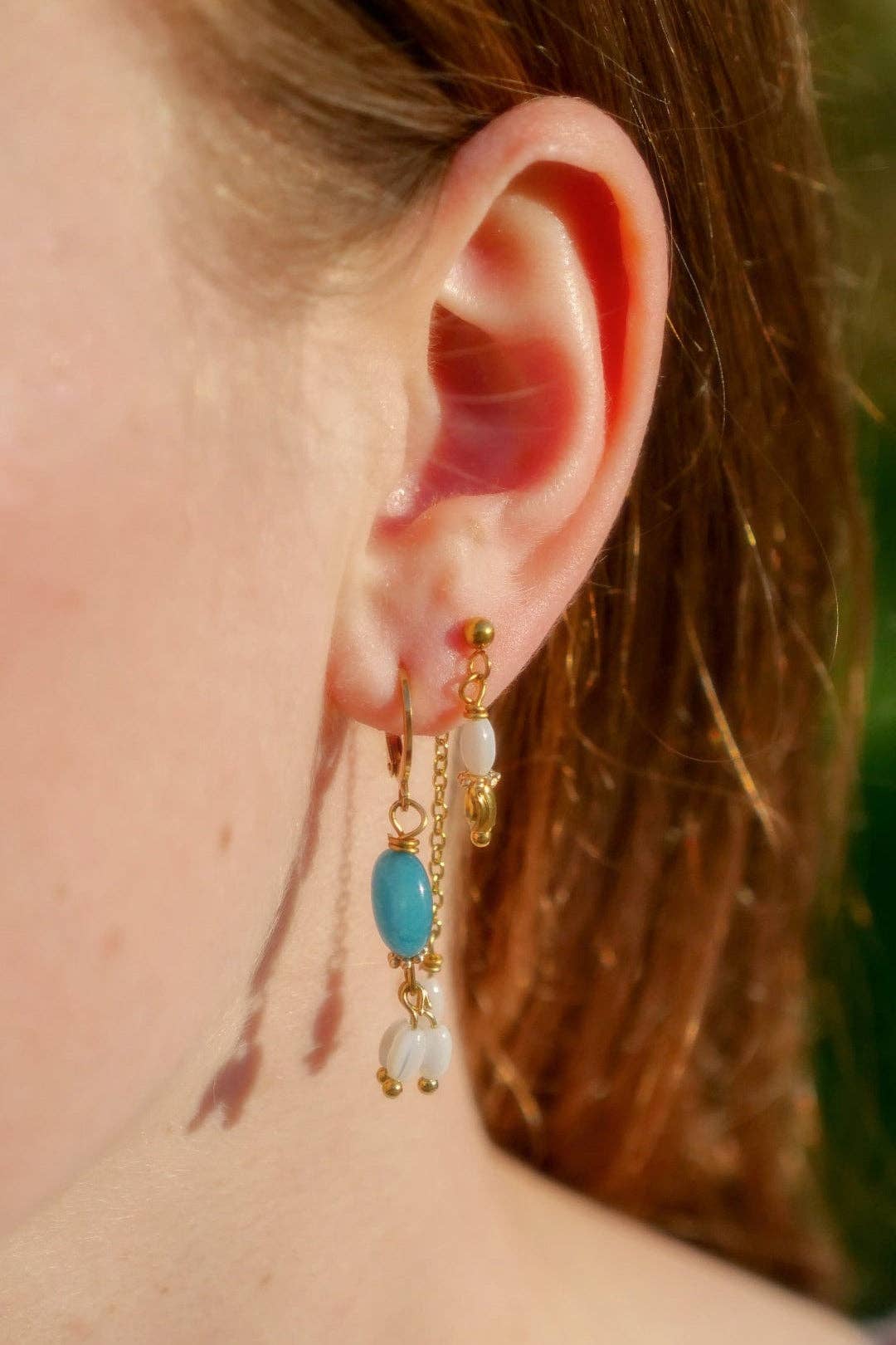 Pendientes Lago de jade africano y nácar