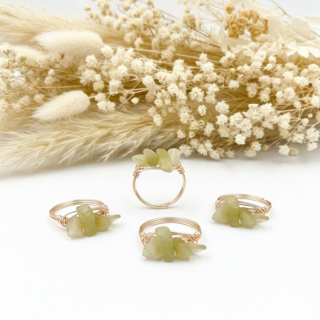 Anillo Piedra Prehnita - Sanador del Alma