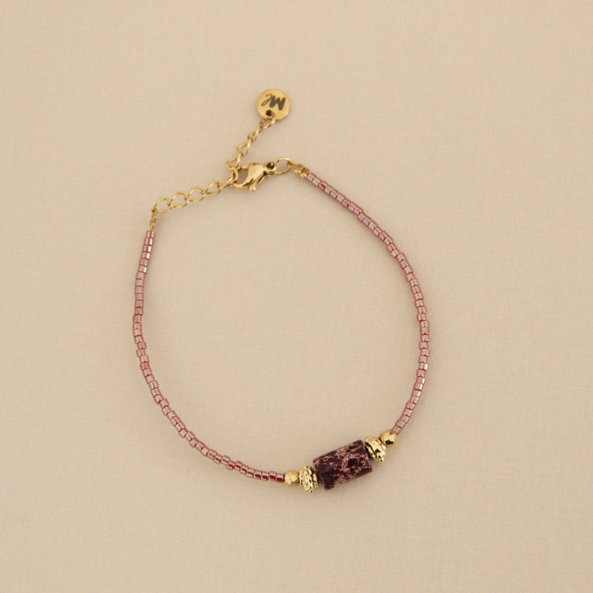Pulsera Nova de jaspe y cuentas cranberry