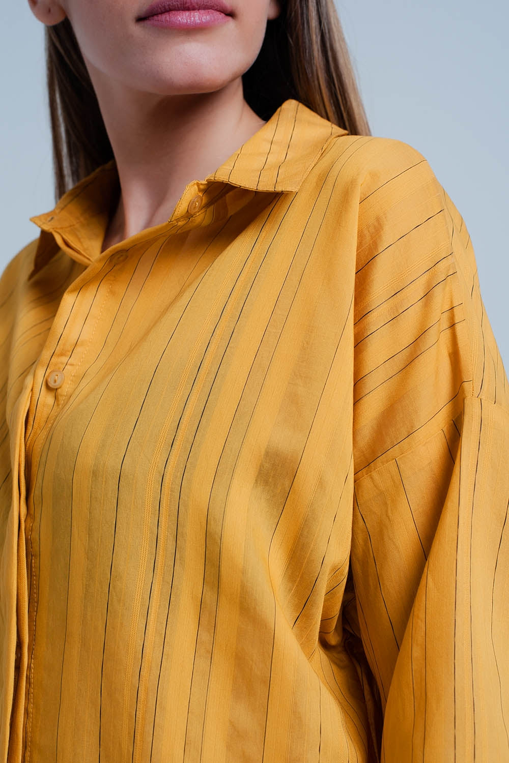 Camisa amplia mustard a rayas