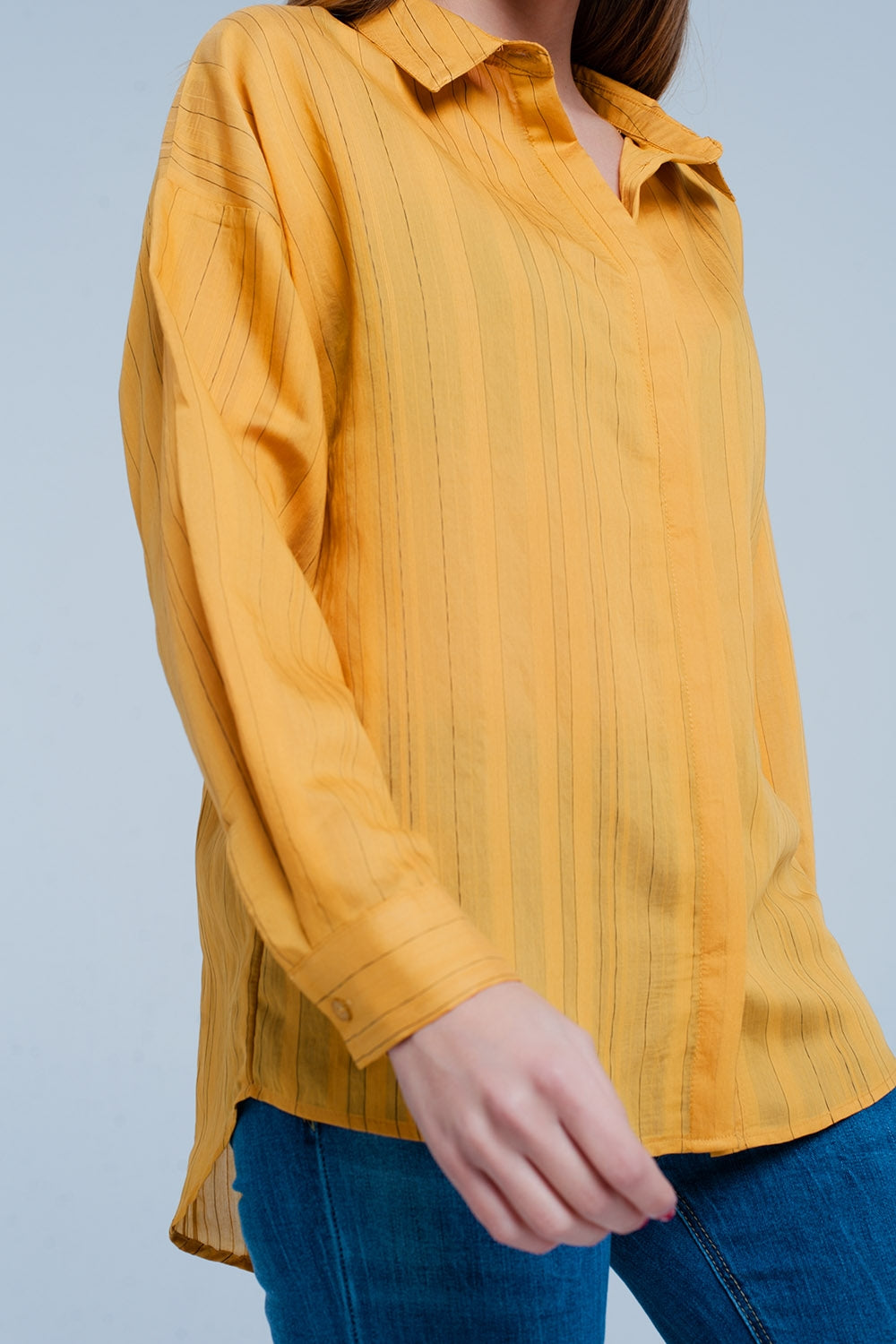 Camisa amplia mustard a rayas
