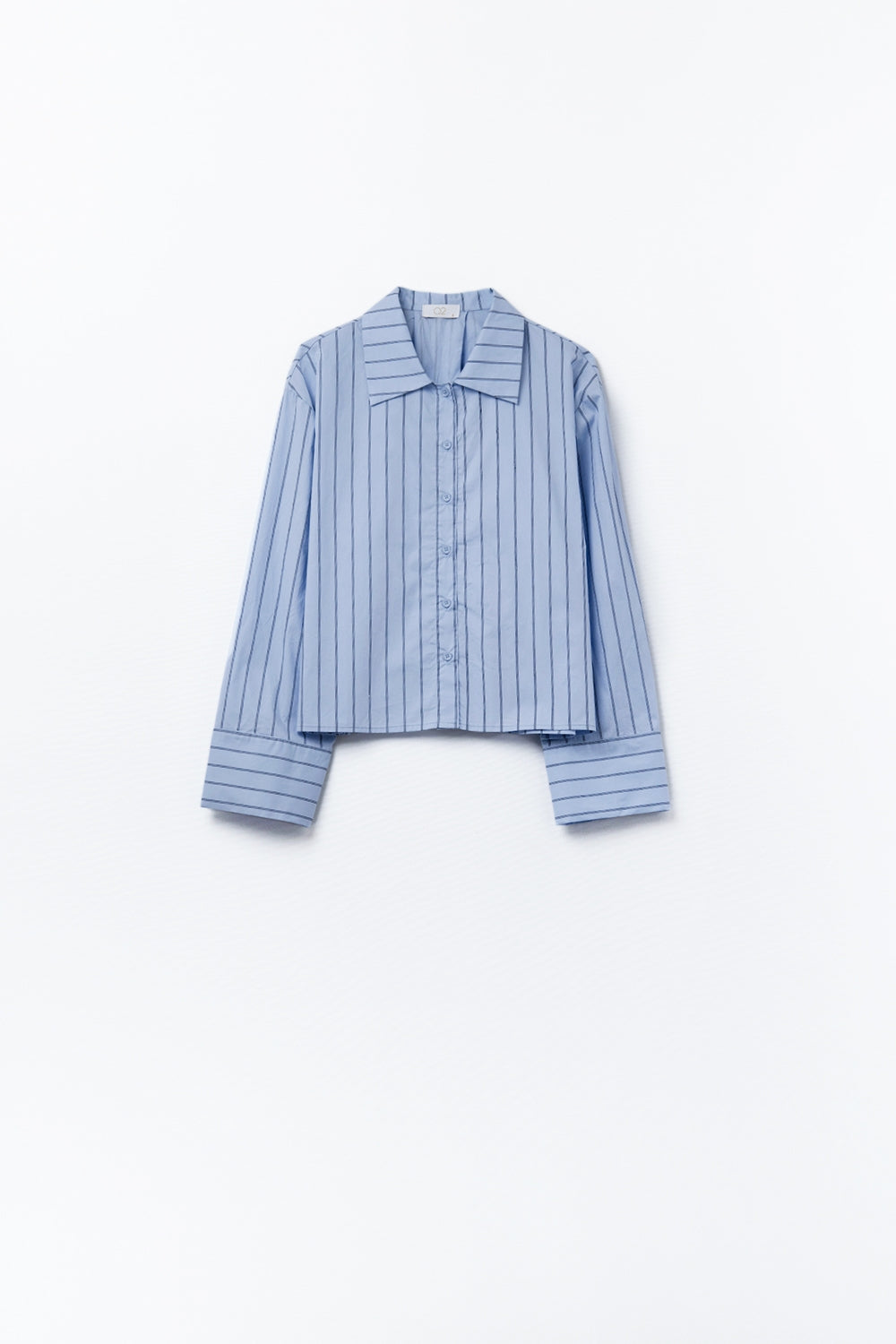 Camisa corta de popelina a rayas azules