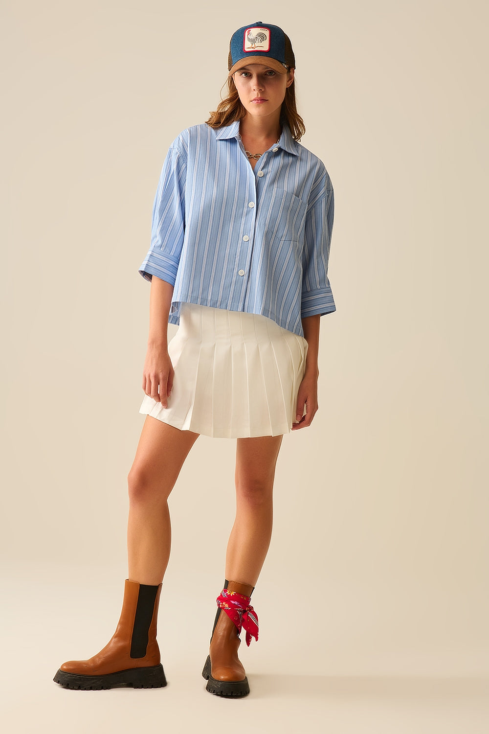 Camisa de rayas oversize en azul