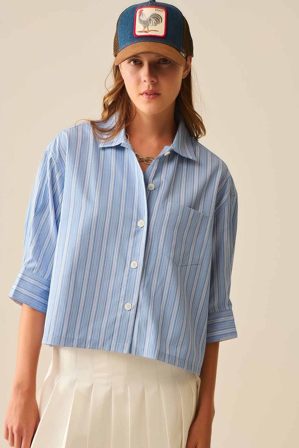 Camisa de rayas oversize en azul