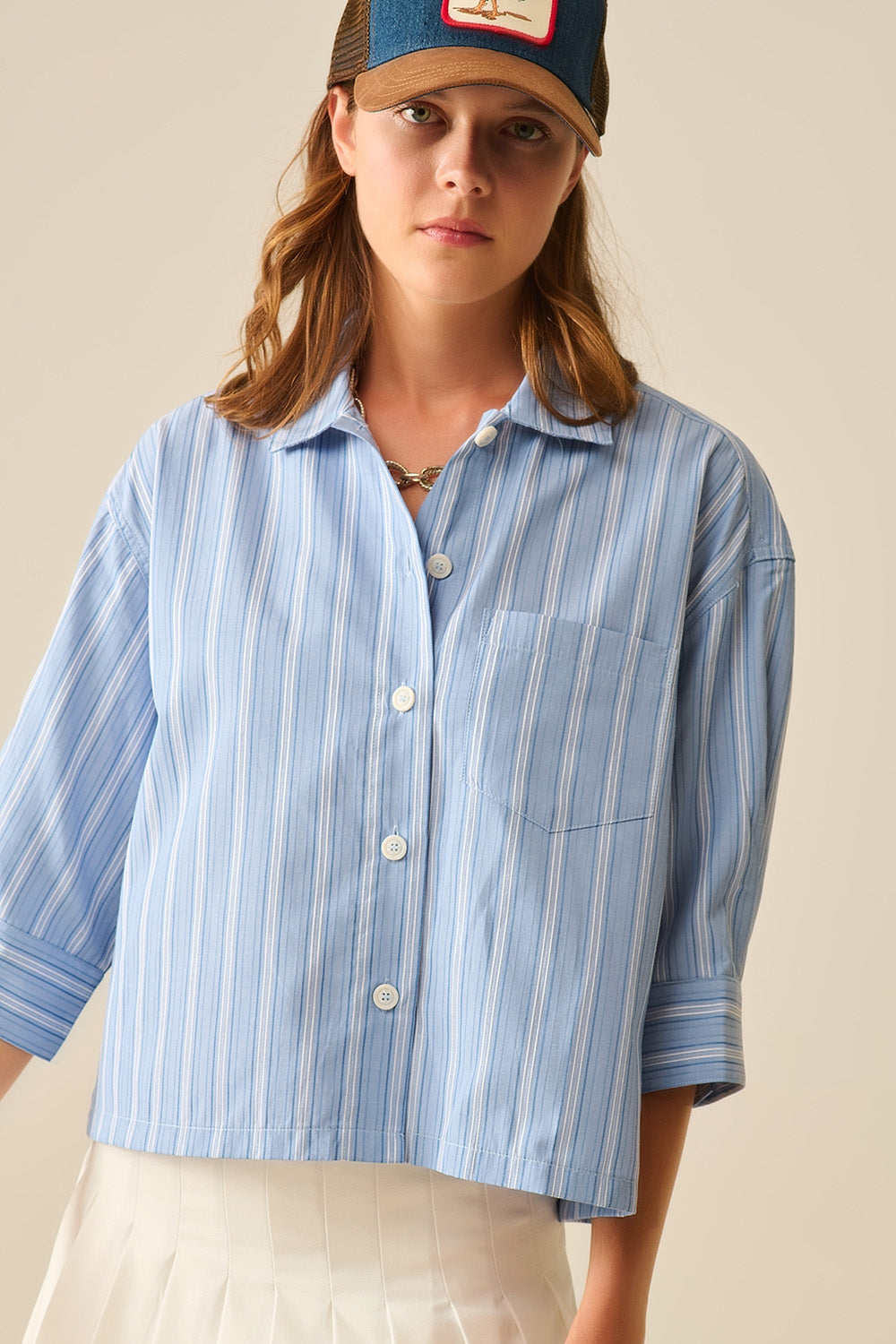 Camisa de rayas oversize en azul