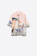camisa rosa verano estampado acuarela