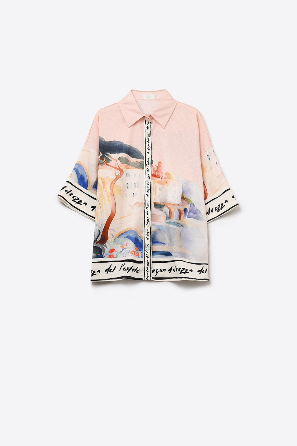 camisa rosa verano estampado acuarela