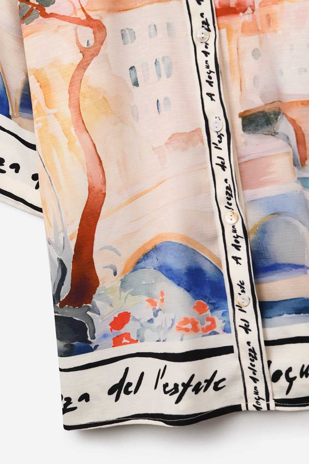 camisa rosa verano estampado acuarela