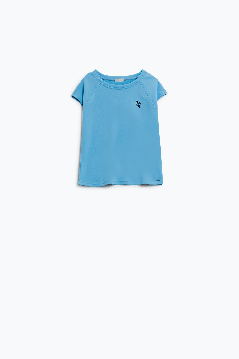 Camiseta con cuello redondo y logotipo Love en el pecho en punto piqué azul