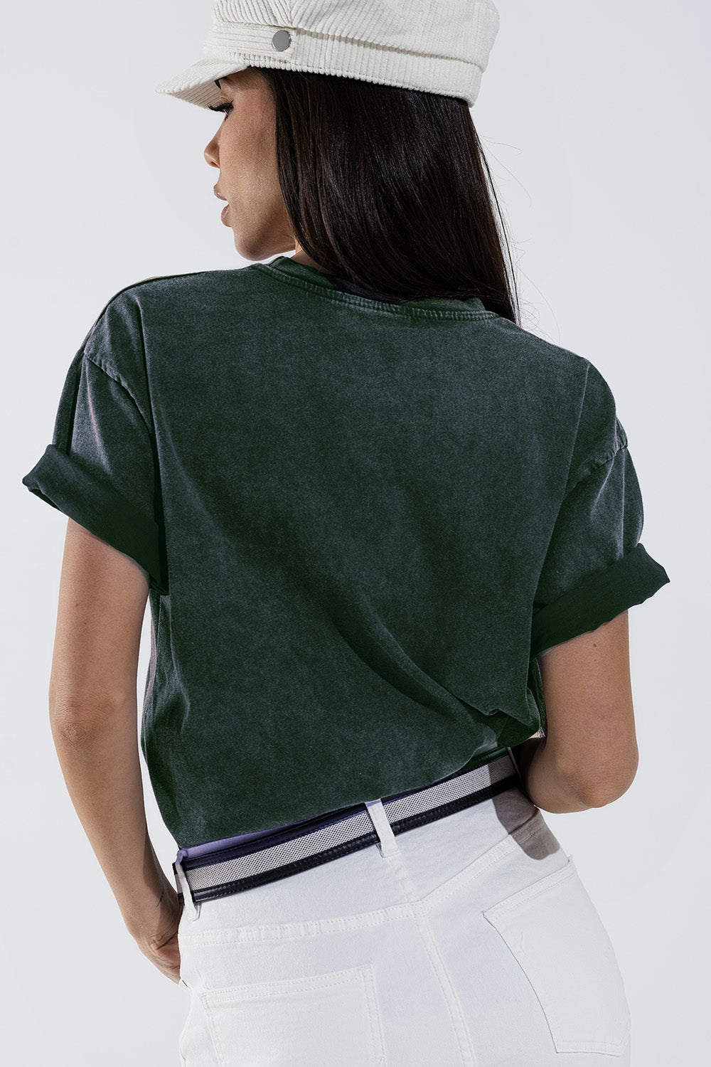 Camiseta con estampado digital LOVE art deco en gris